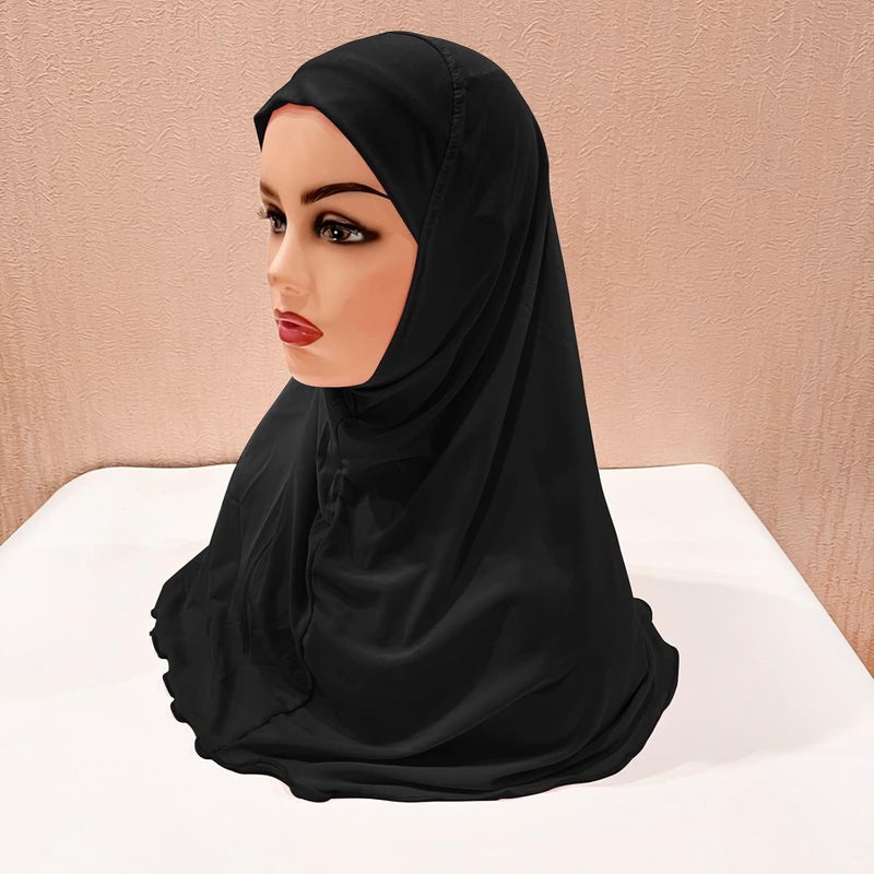 NICEYST Girls Instant Hijab Muslim Arab Scarf Shawls Neck Wrap Kids Islamic Solid Color Headscarf Turban for 7-12 Years Old - Image 5